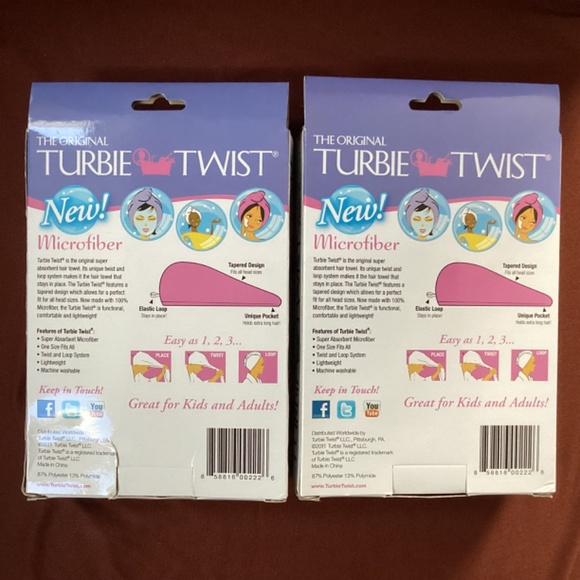 The Original Turbie Twist Hair Towel Bundle 2 packs Super Absorbent NEW - Picture 7 of 8